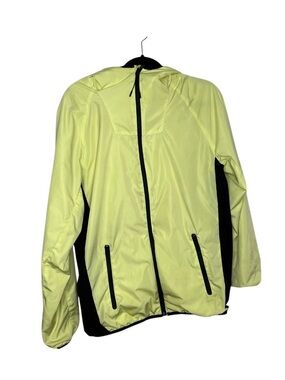 H&M Men's Neon Yellow and Black Hooded Windbreaker